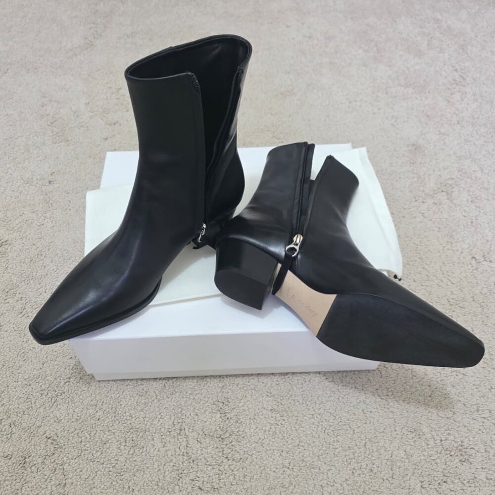 Aeyde Baba Black Calf Leather Ankle Boots Pointed Toe Cowboy Western NIB EU 40 - Picture 8 of 13